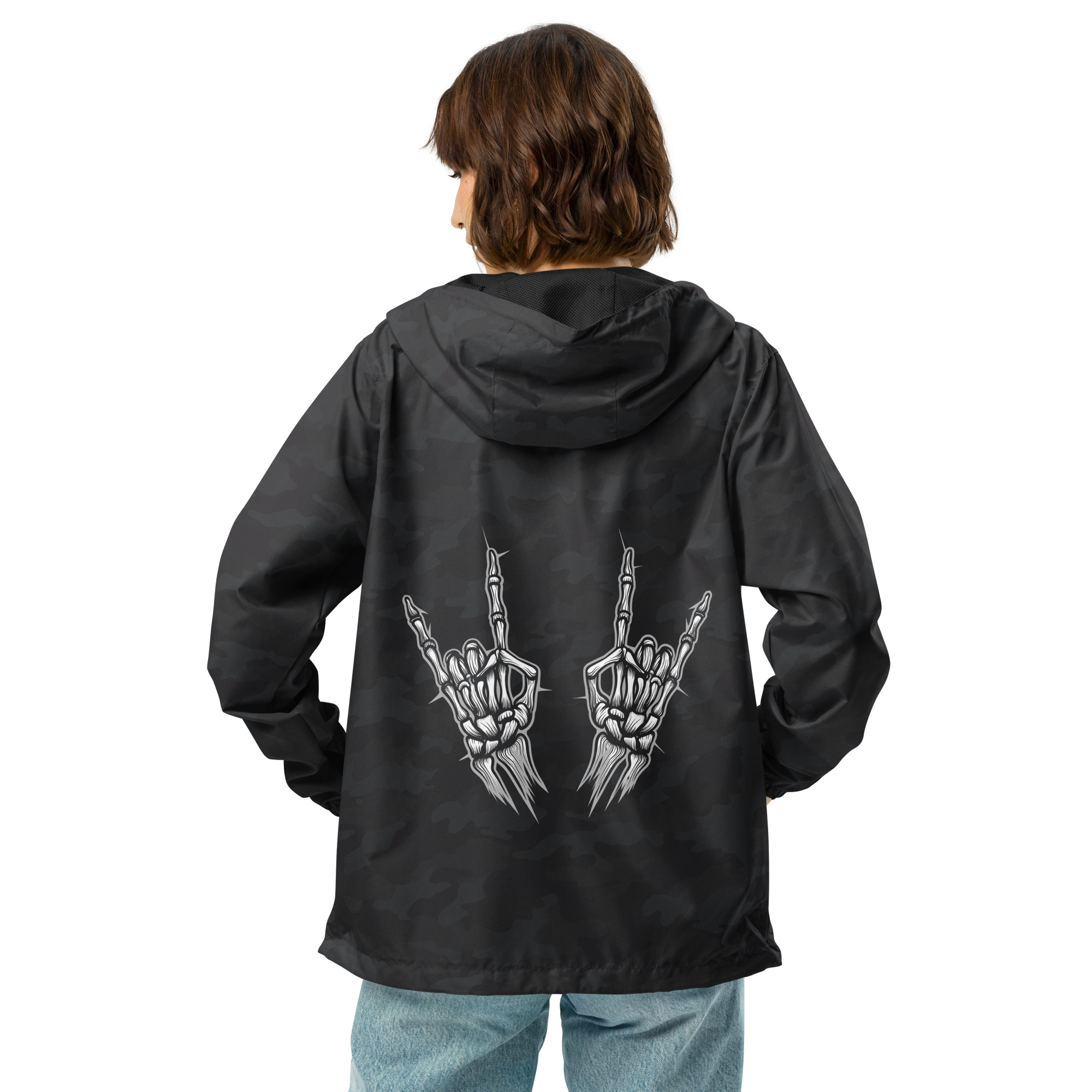 unisex-lightweight-zip-up-windbreaker-black-camo-back-6458eec7032d6.jpg
